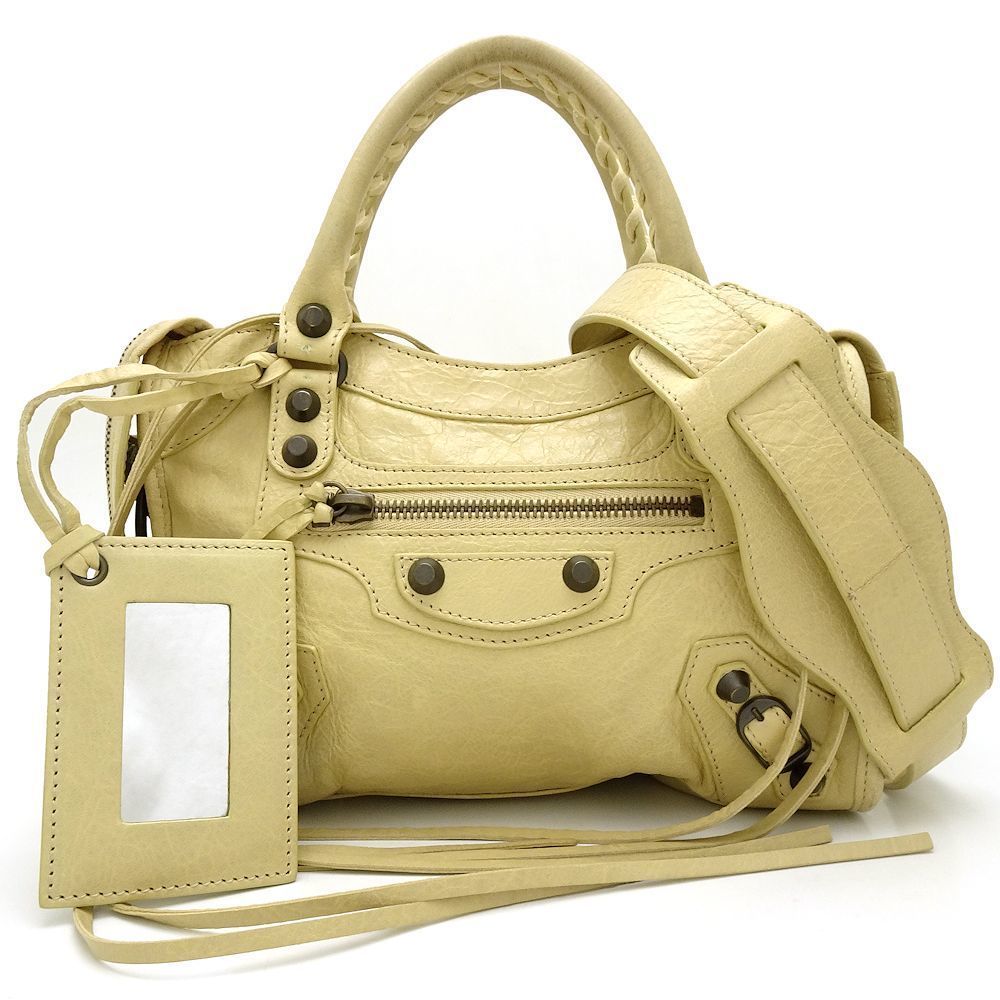 Balenciaga Classic Mini City 2way Bag Leather Beige